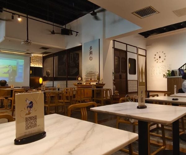 Jing Si Books and Cafe Tzu Chi Penang The spiritual sanctuary and peaceful interior of Jing Si Books and Cafe in George Town, Penang.